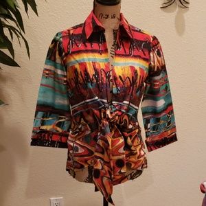 Mishca Tie-Front Multi-Colored Cotton Jacket